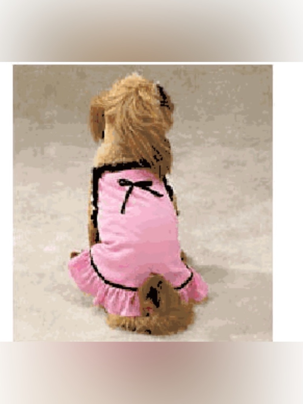 Pink Ruffles and Ribbons Dog Dress with Black Trim